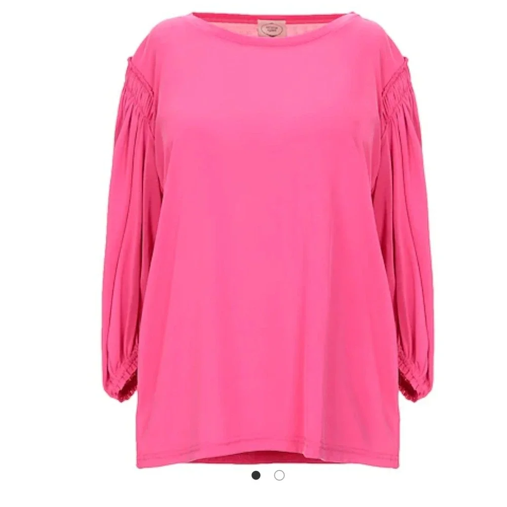 Emma & Gaia Fuchsia Pink Puff Sleeve T-Shirt Top‎ Modal Blend Size 40/Sm NEW